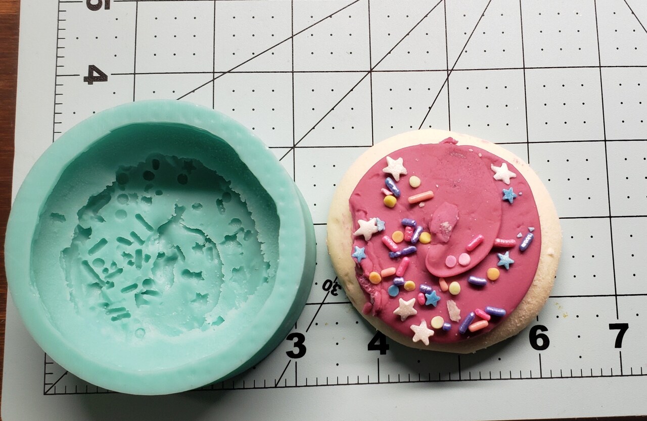 2pc Realistic Icing Sprinkles Cookie| Dessert Shape Silicone Mold| Soap| Candle | Mold for Wax| Mold for Resin